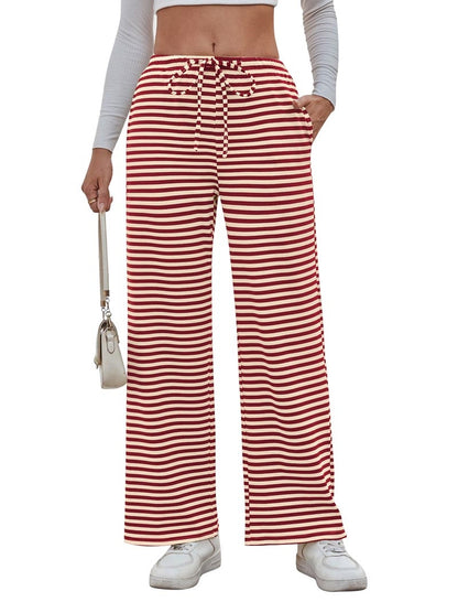 Casual Stripe Tie Bell Pants
