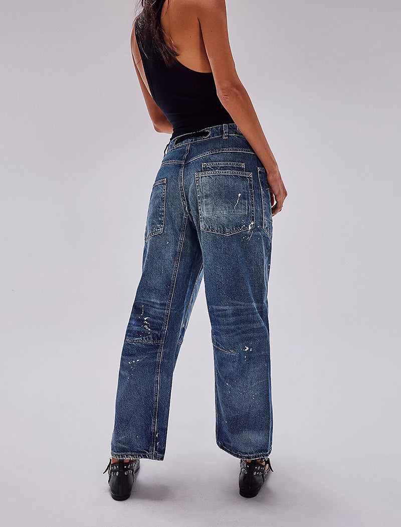 Wide-Leg Drawstring Jeans