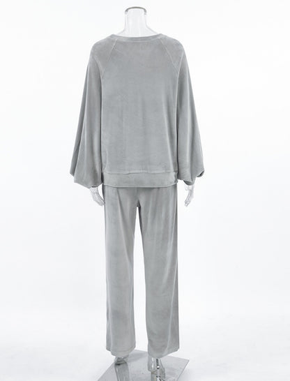 Round Neck Long Sleeve Sweater and Pants Set