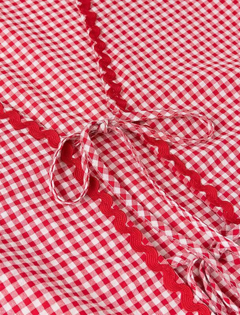 Heart Pocket Checkered Loose Long Sleeve Shirt