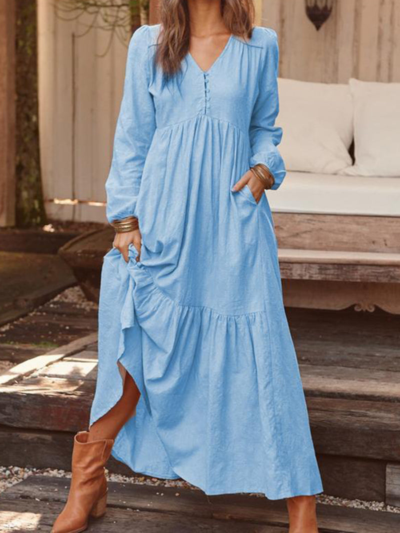 Solid Smocked Maxi Dress