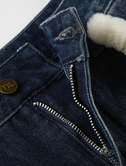 Patchwork Faux Fur Denim Shorts