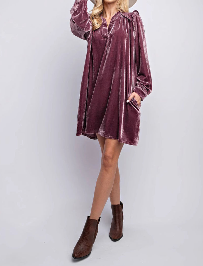 V-Neck Relaxed Mini Dress