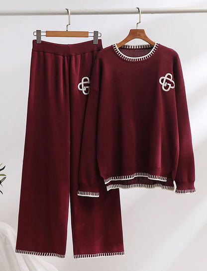 Long Sleeve Knit Sweater &amp; Wide-Leg Pants Set