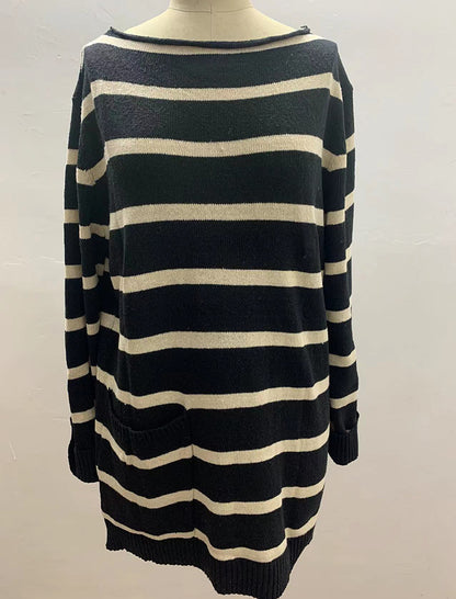 Striped Long Sleeve Buttoned Sweater