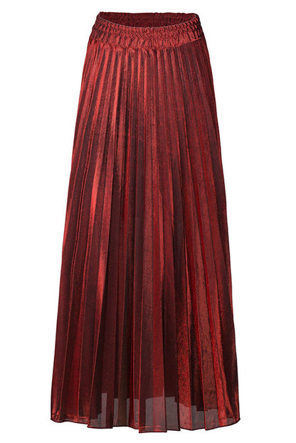 Metallic Pleated Maxi Skirt