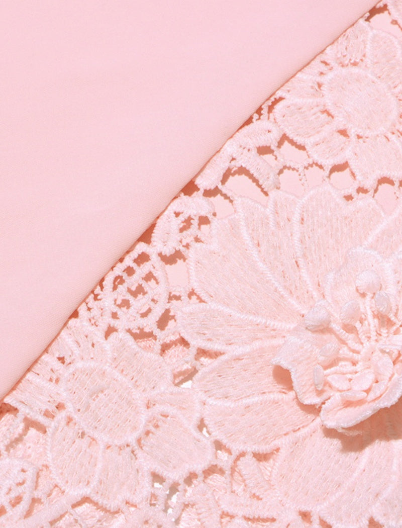 Lace-Trimmed Flowing Gown