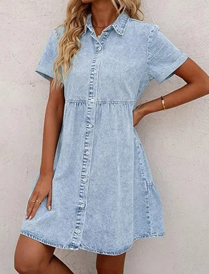 Button-Front Denim Shirt Dress