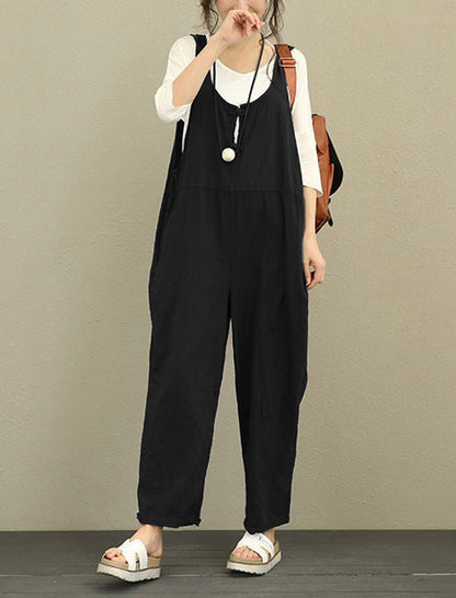 Loose-Fit Sleeveless Overalls