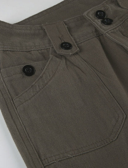 Buttoned Wide-Leg Jeans