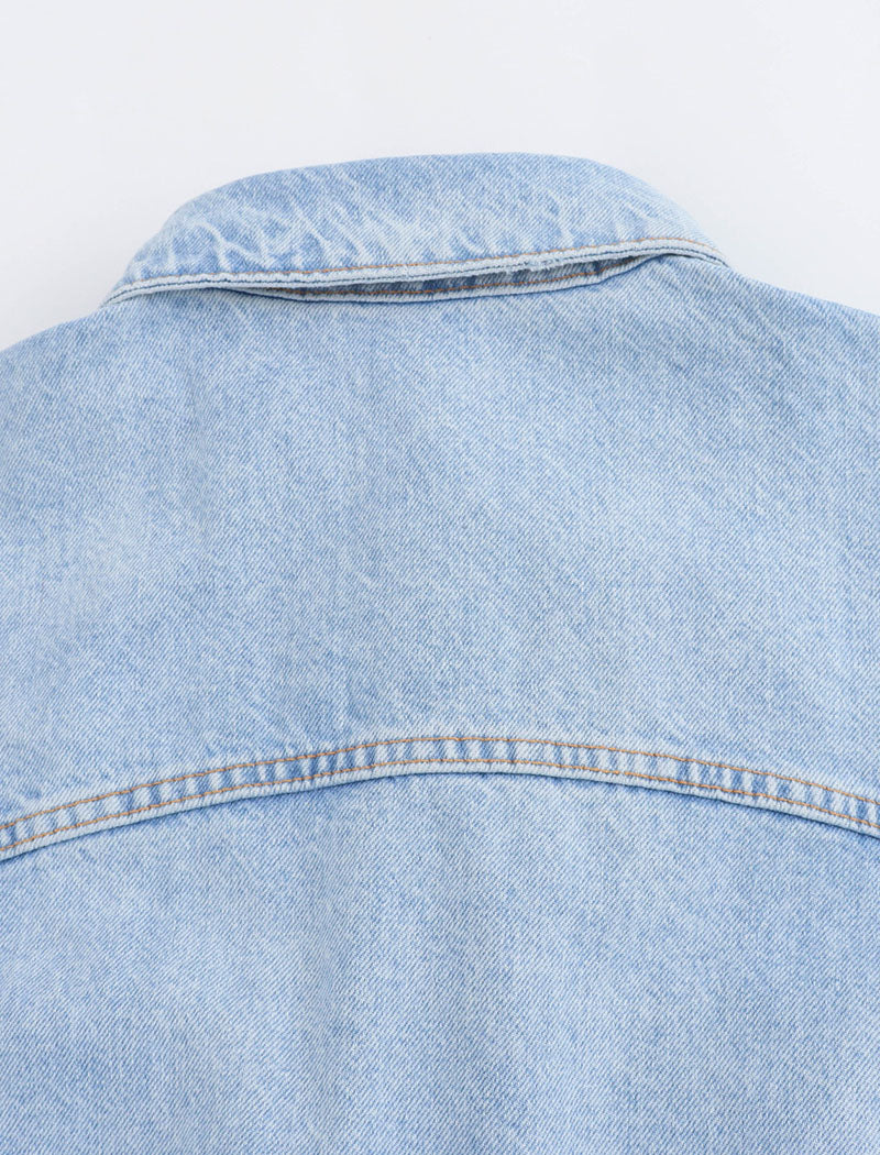 Collared Short Sleeve Denim Romper