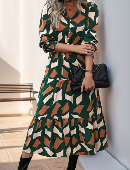 Abstract Print Tiered Maxi Dress