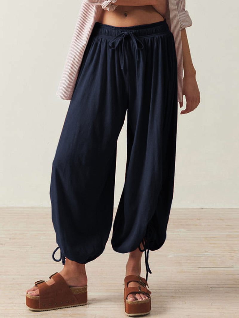 Solid Drawstring Pants