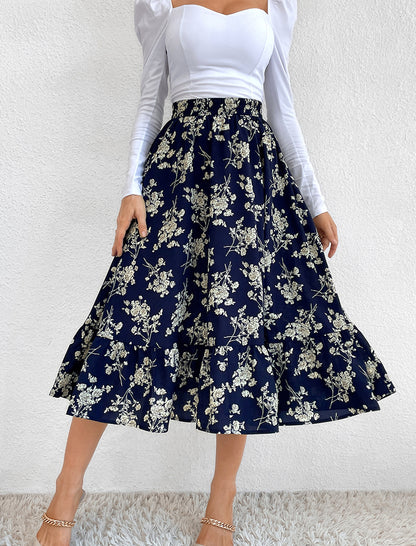 Flowy Leopard Print Midi Skirt