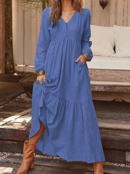 Solid Smocked Maxi Dress