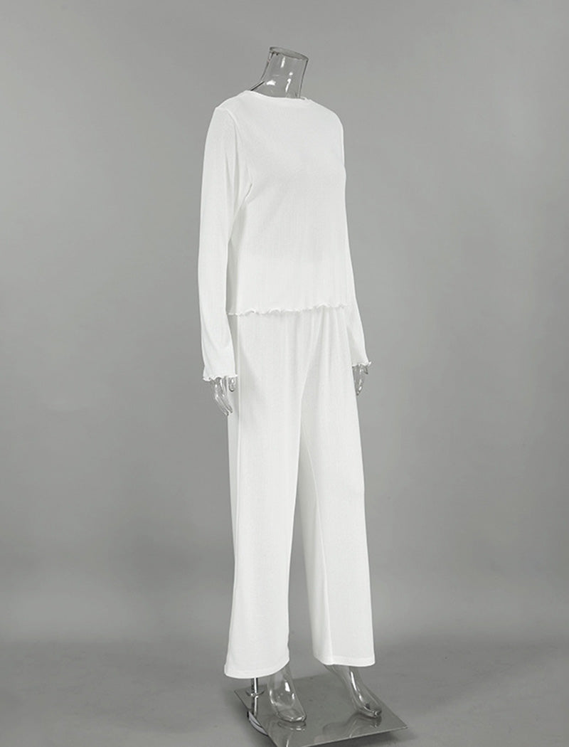 Ribbed Lounge Set with Long Sleeves