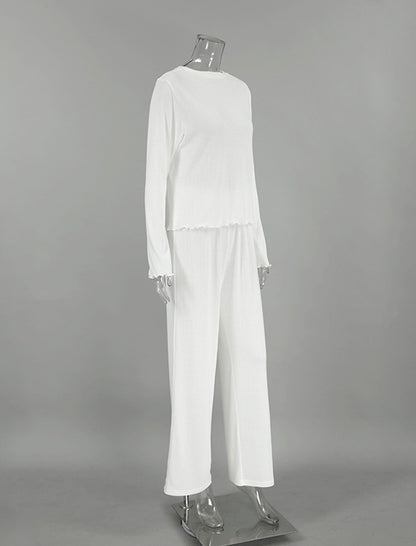 Ribbed Lounge Set with Long Sleeves