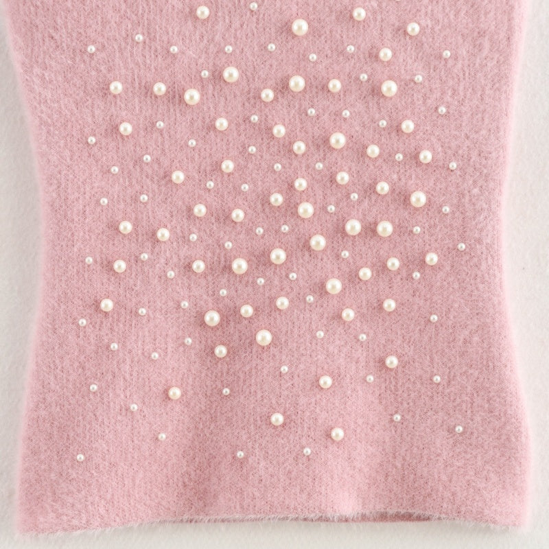 Pearl-Detail Halter Neck Top