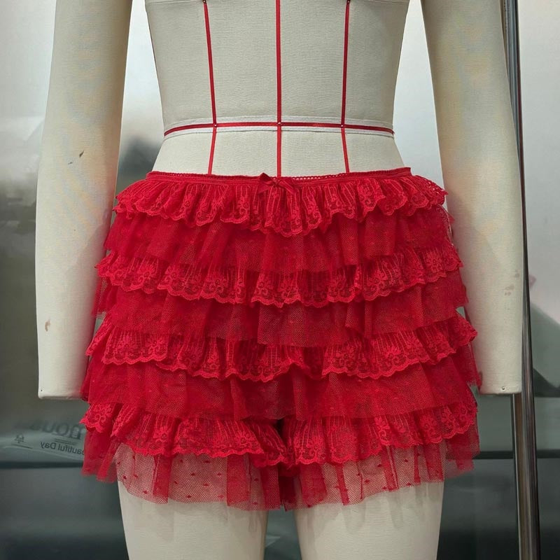 Layered Ruffle Lace Shorts
