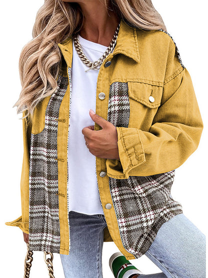 Denim Plaid Patchwork Jacket