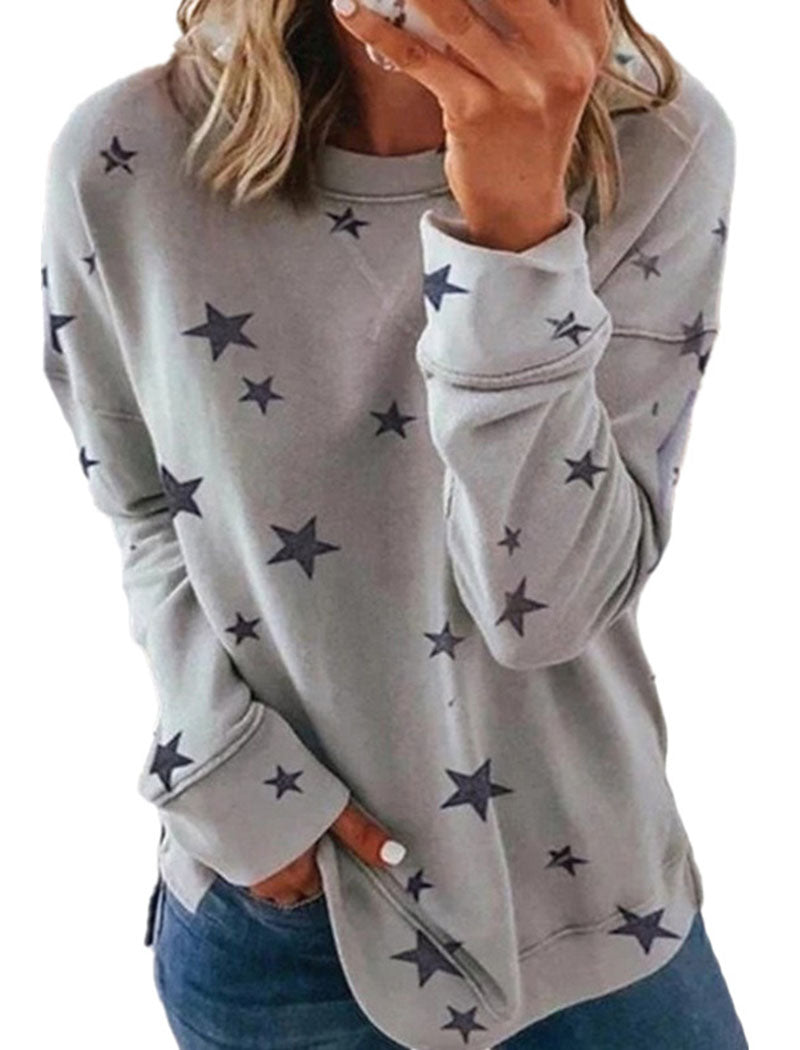 Star Print Oversized Pullover Top