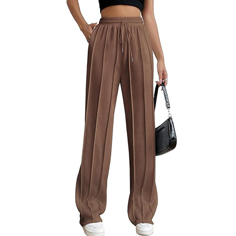 Drawstring Pleated Wide-Leg Pants