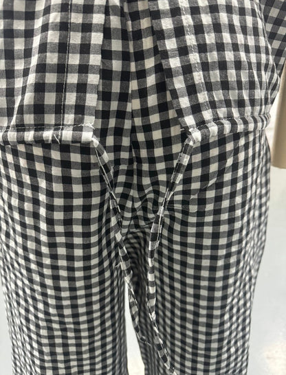 Gingham Top and Wide-Leg Pants Set