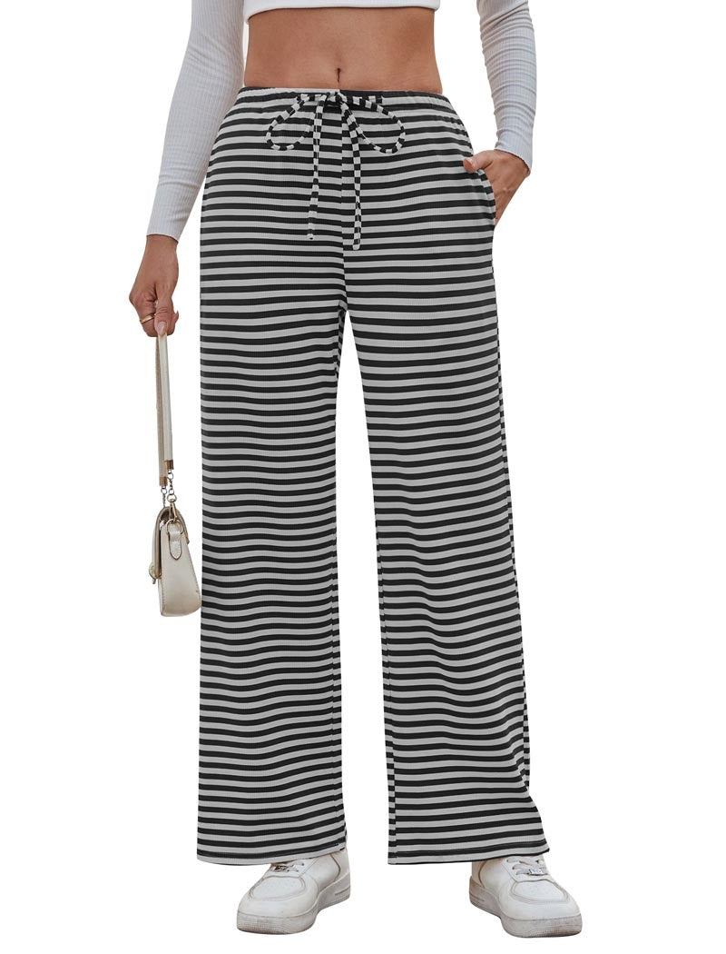 Casual Stripe Tie Bell Pants