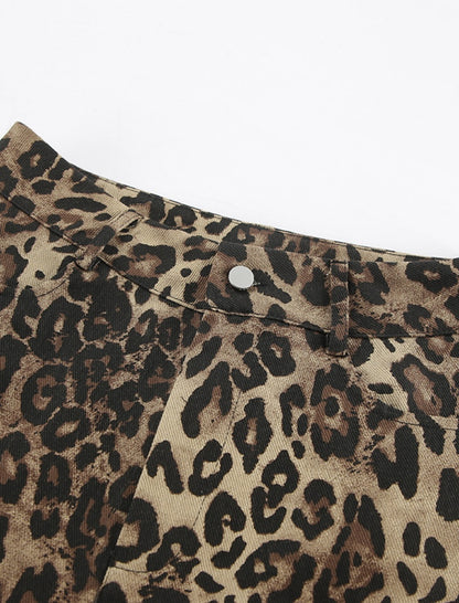 Leopard Print Straight-Leg Pants