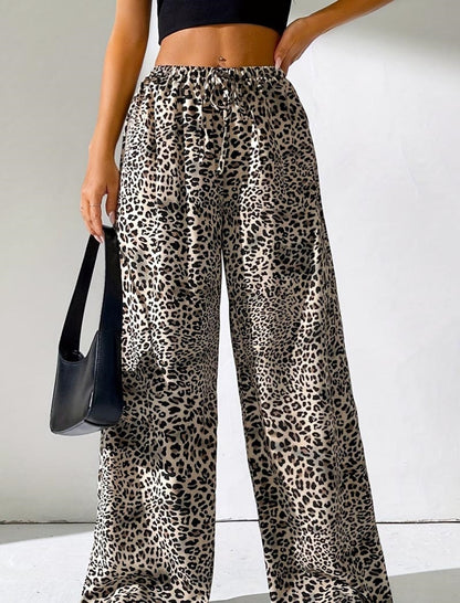 Wide-Leg Leopard Print Pants