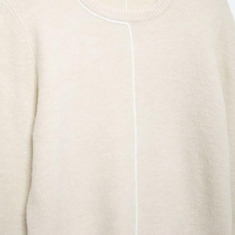 Colorblock Trim Round Neck Knit Sweater