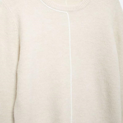 Colorblock Trim Round Neck Knit Sweater
