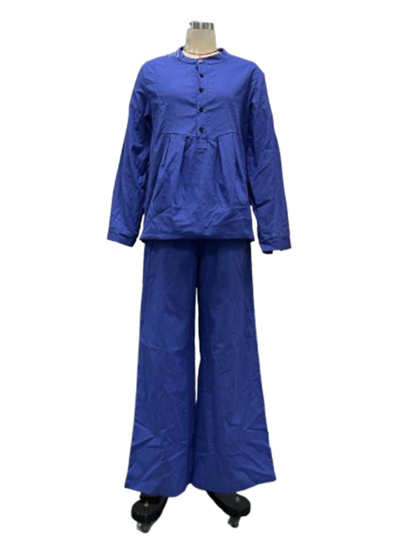 Loose-Fit Buttoned Long Sleeve Set