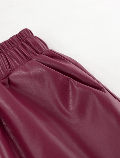 High-Waisted Midi Skirt with Elastic Waistband