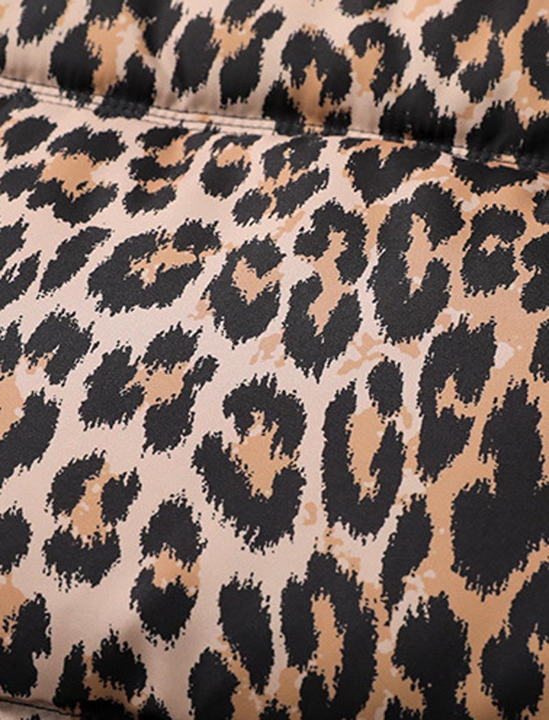 Sleeveless Leopard Print Puffer Vest
