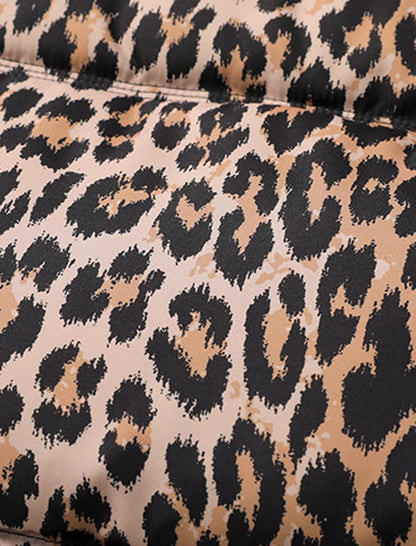 Sleeveless Leopard Print Puffer Vest