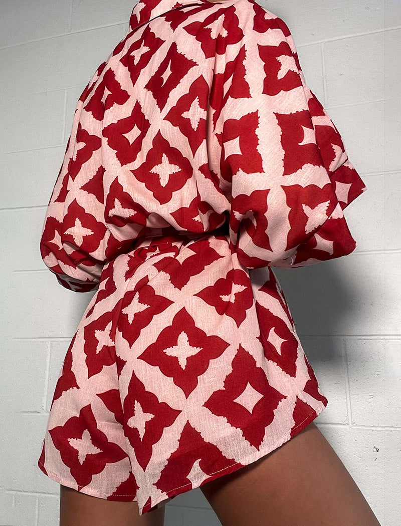 Printed Tie-Waist Romper