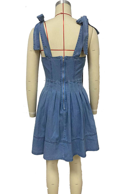 Square Neck Denim Mini Dress