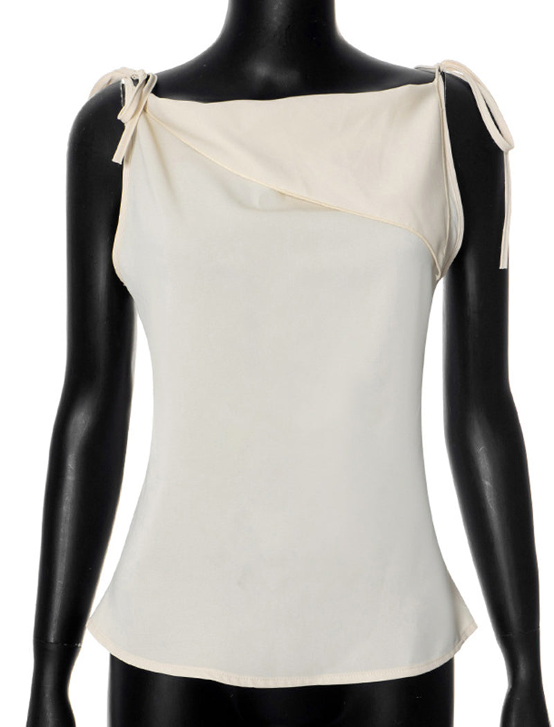 Asymmetrical Tie-Shoulder Sleeveless Top