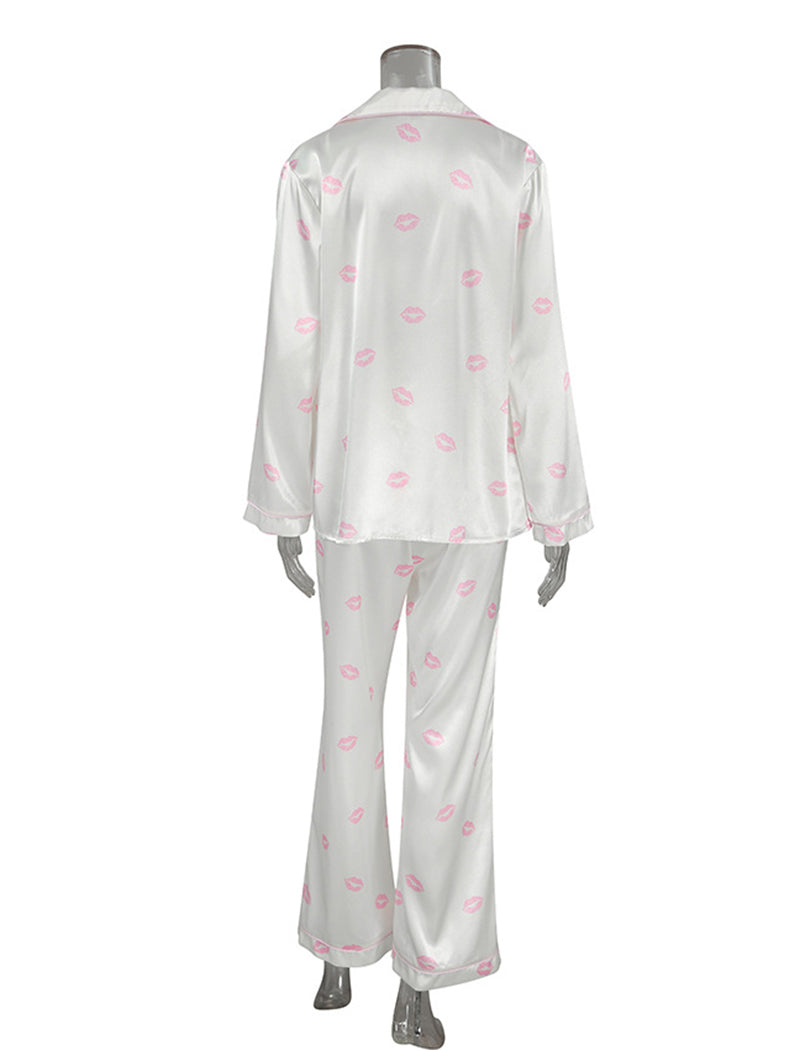 Satin Floral Pajama 3 Piece Set