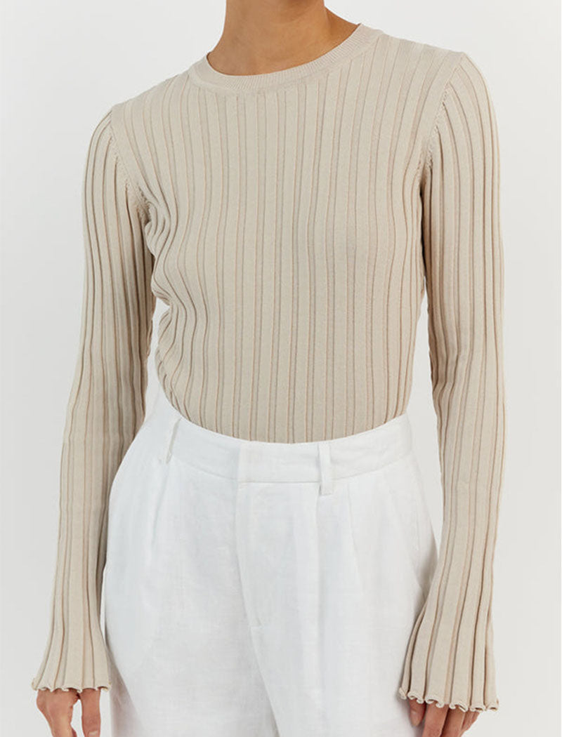 Bell Sleeve Ribbed Knit Top