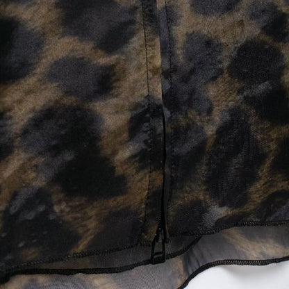 Sheer Leopard Print Cape Blouse