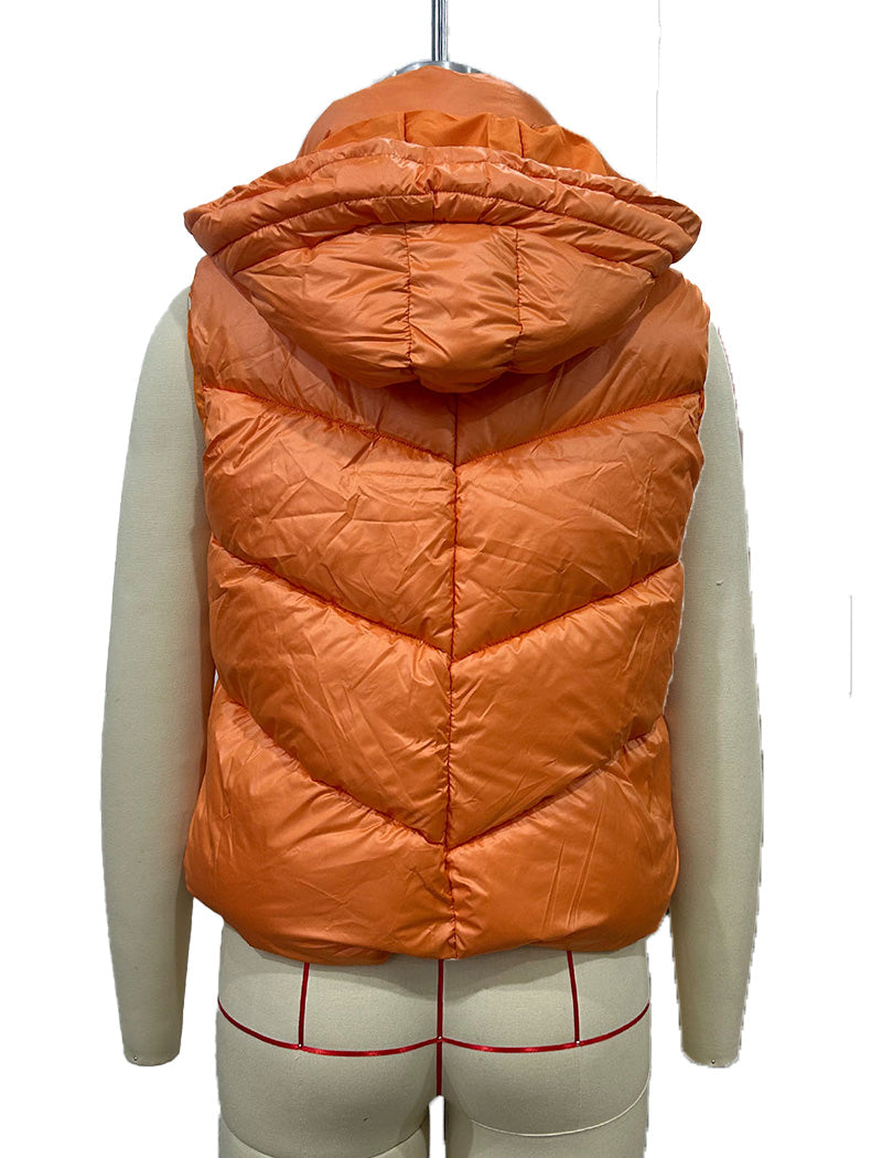 Sleeveless Puffer Vest with High Collar