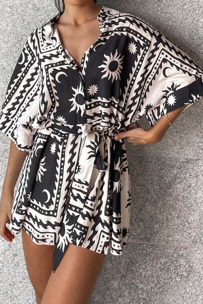 Boho Print Self-Tie Romper