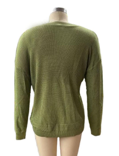 V Neck Metallic Knit Sweater