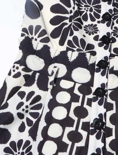 Floral Print Romper with Waist Tie