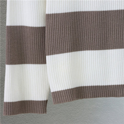 Striped Knit Sweater and Wide-Leg Pants Set