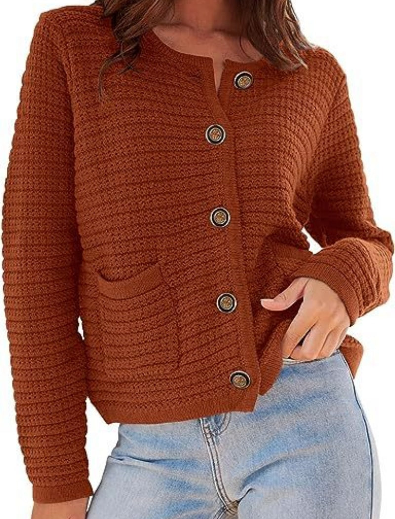 Textured Button-Front Cardigan