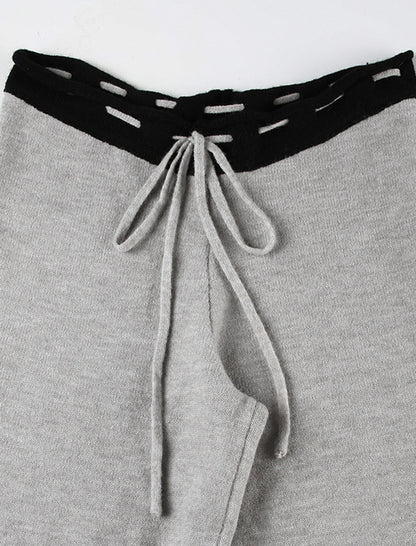 Drawstring Knit Flare Pants