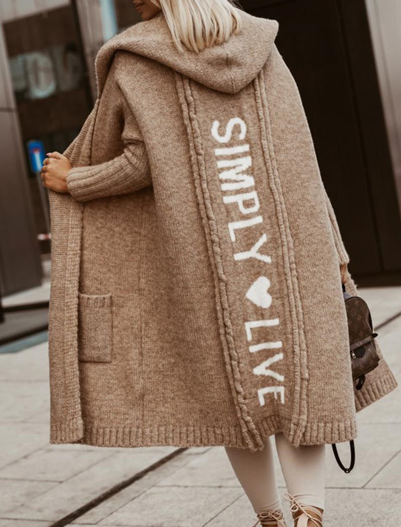 Hooded Longline Knit Coat